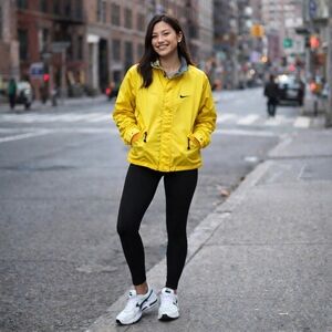 Vintage Nike Yellow Windbreaker Jacket Made in Taiwan Women’s M 90s Swoosh